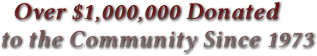 Over $1,000,000 Donated
to the Community Since 1973